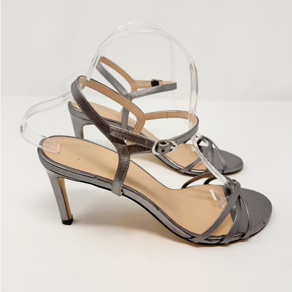 Stuart Weitzman Starla 80 Ankle Strap Leather Heel Gunmetal Gray Silver US 8 - Picture 2 of 12